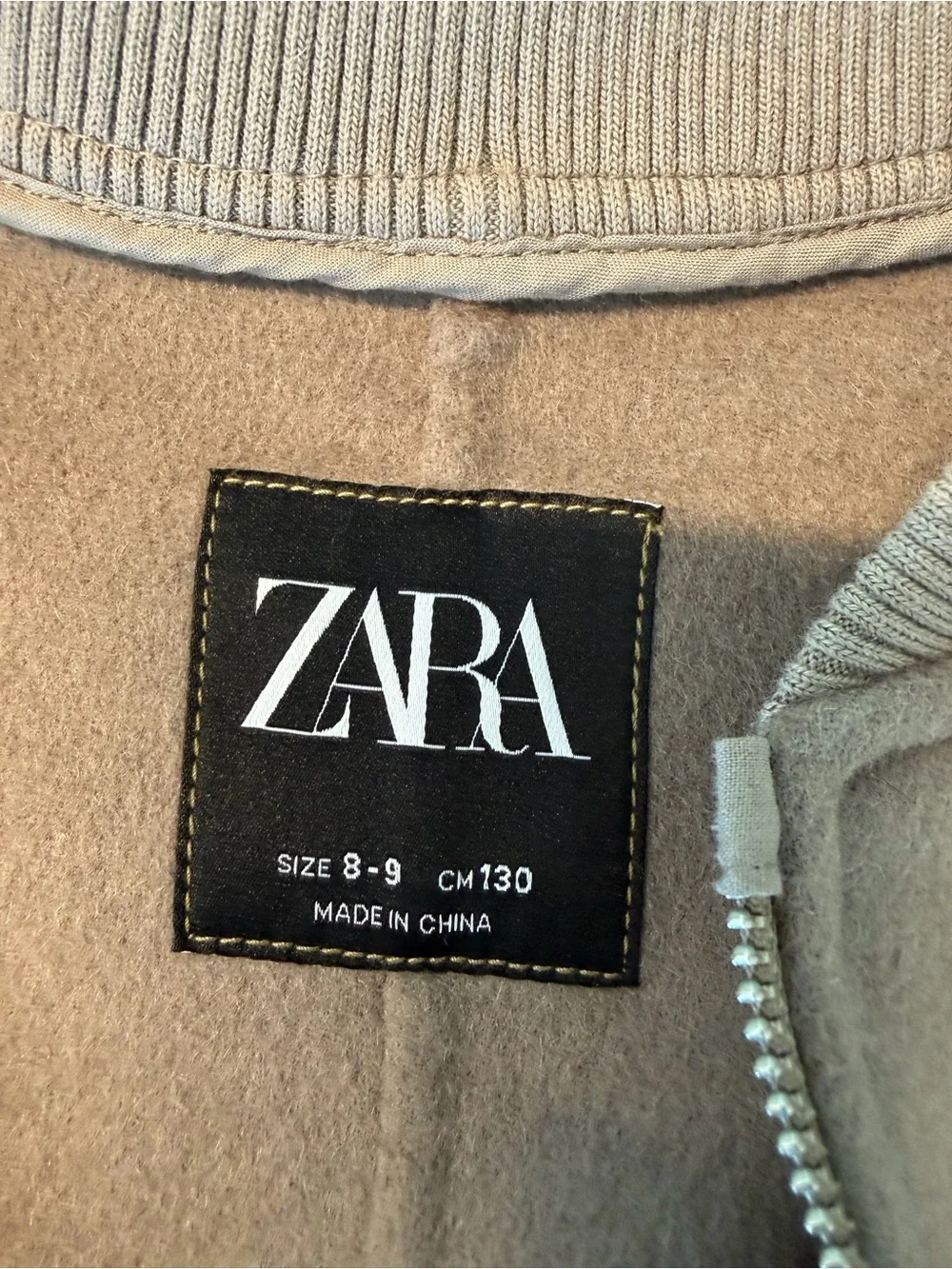 Zara Kid’s Beige-Taupe Wool Zip Jacket